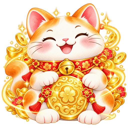 抱著金幣的招財貓